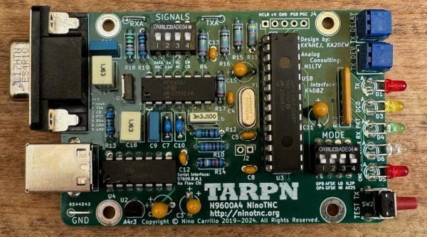 NinoTNC N9600A PCB front view.