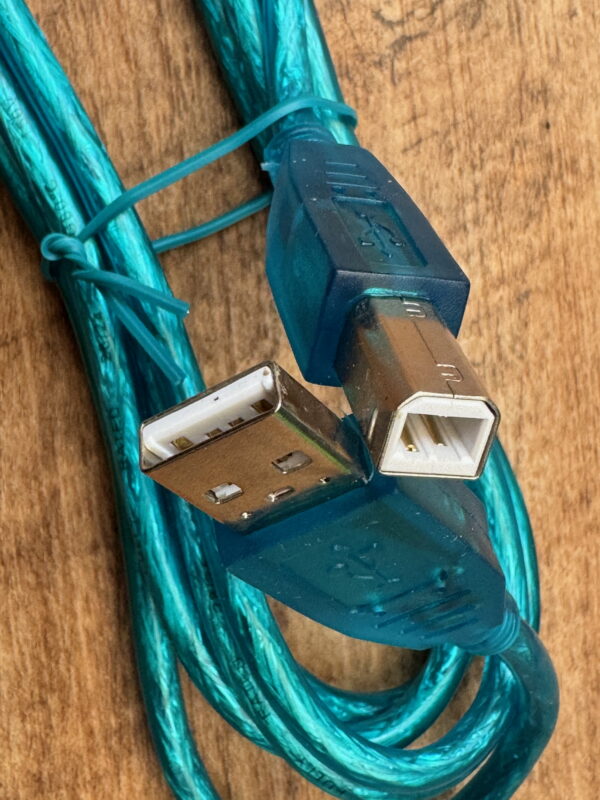 Type 2.0 USB-A to USB-B cyan plug